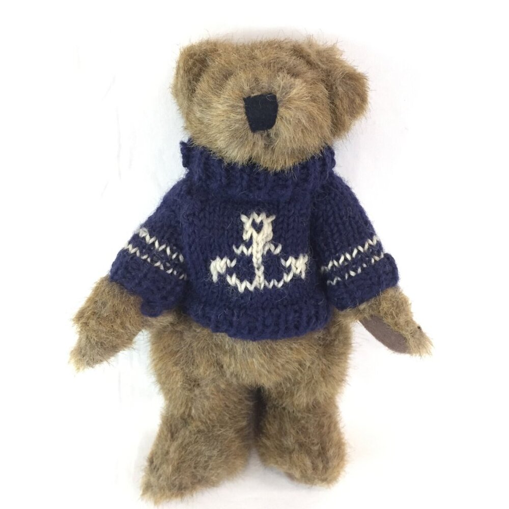 NWT Boyds Bears Fully Jointed Plush Bear Knit Sweater Anchor Stuffed Animal NOS